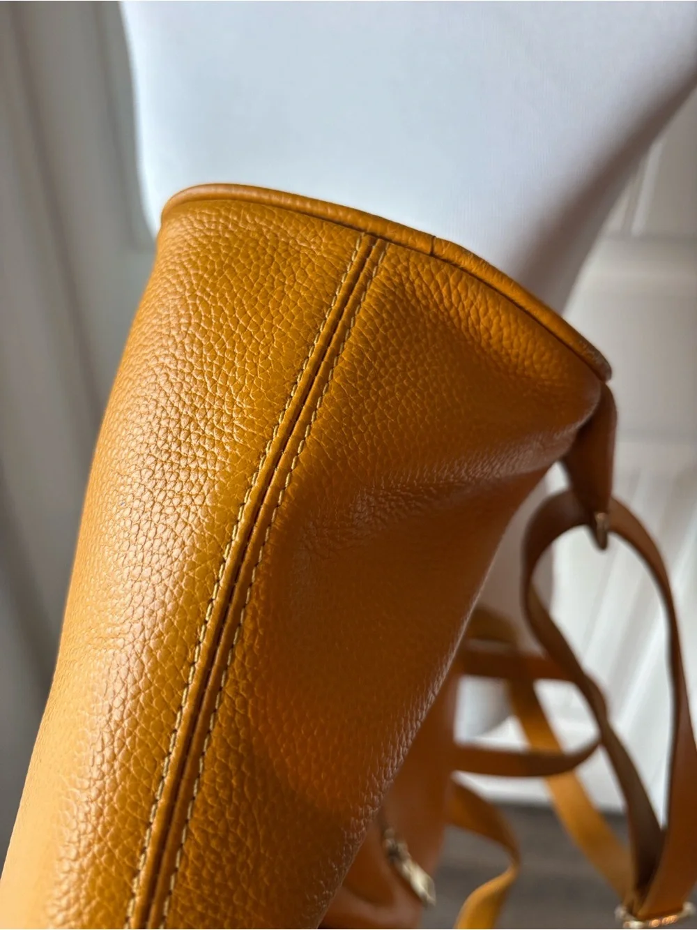 Leather Mustard Yellow Backpack